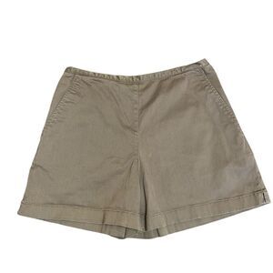 Ann Taylor Stretch 4 Khaki shorts flat front with side zipper / button